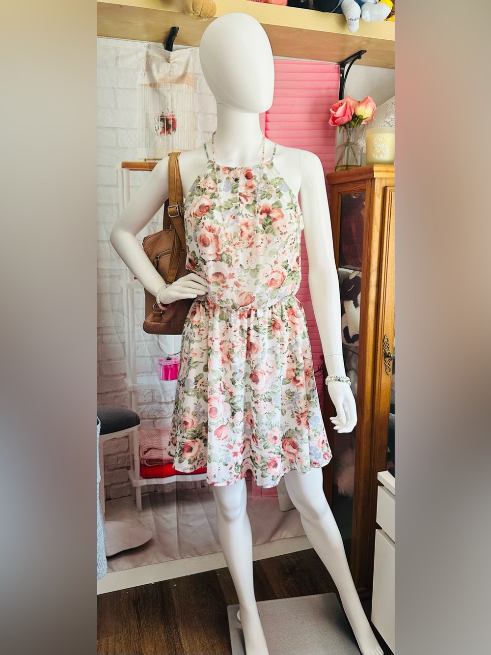 Guess Floral Chiffon Halter Dress